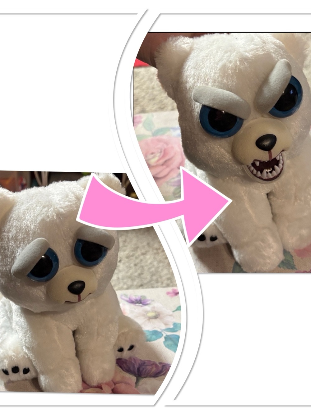 Face changing polar bear stuffie